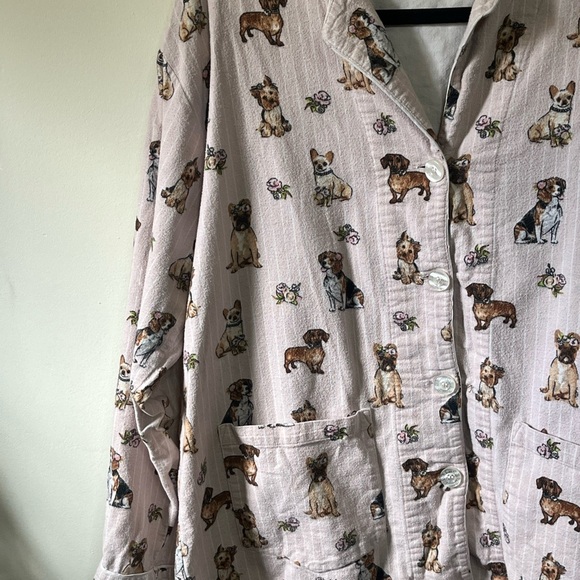 PJ Salvage Dog Print Flannel Pajama Top Sz Med - Picture 3 of 9